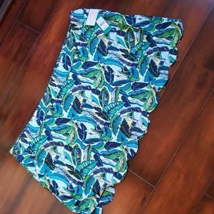 Women’s Tropical Print Scallop Hem Skort - Blue/Green